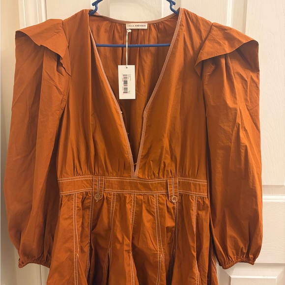 Ulla Johnson Rust Long Sleeve Dress - Picture 7 of 8